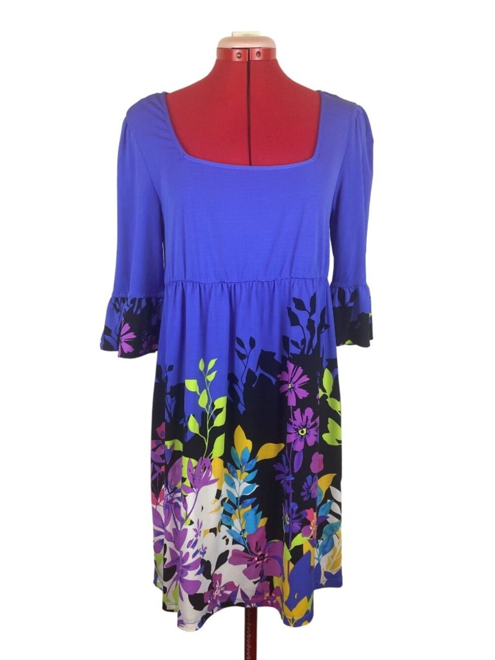 ECI Baby Doll Floral Retro Classic Feminine Size 6 Dress 3/4  Ruffle Sleeve